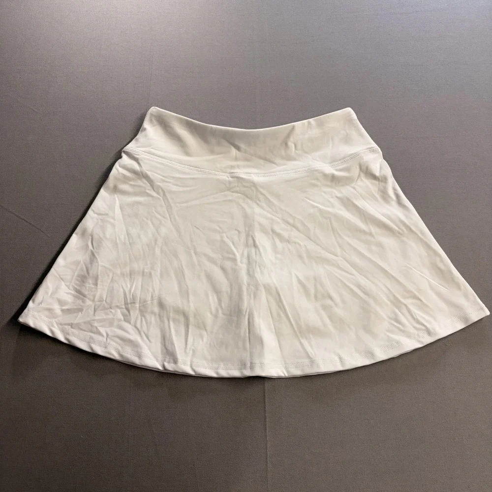 AHLW Womens Skort Medium White Athletic Tennis Golf Skirt Built In Shorts
